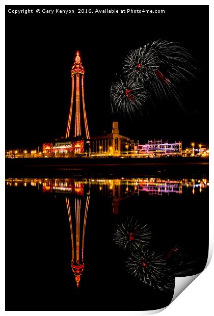 Blackpool Tower At Night Print by Gary Kenyon