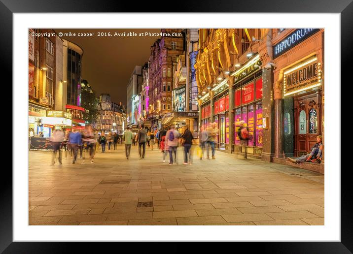 Leicester square night out Framed Mounted Print by mike cooper