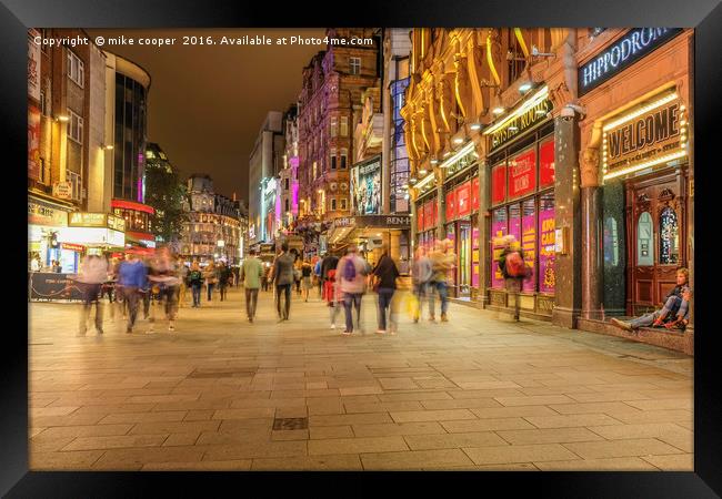 Leicester square night out Framed Print by mike cooper