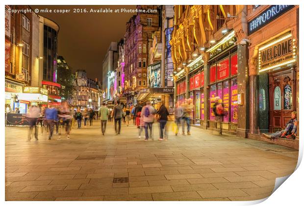 Leicester square night out Print by mike cooper
