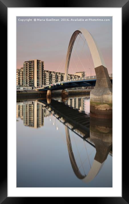 Glasgow Clyde Arc Bridge at Sunset Framed Mounted Print by Maria Gaellman