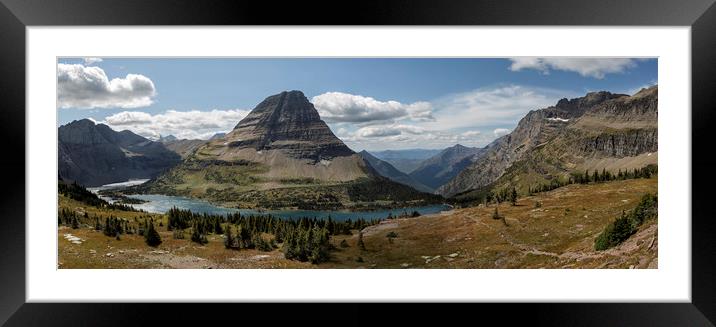 Hidden Lake and Bearhat Mountain Panorama Framed Mounted Print by Belinda Greb