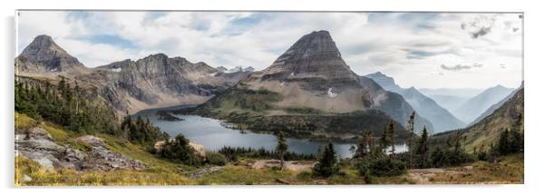 Hidden Lake and Bearhat Mountain Panorama - Late A Acrylic by Belinda Greb