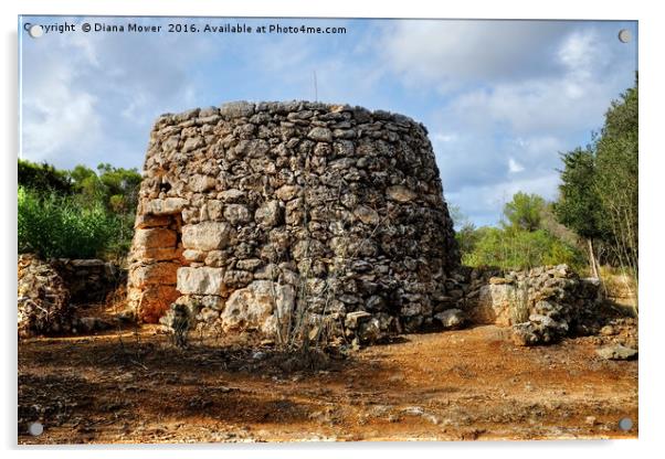 Maltese Girna, Corbelled stone hut Acrylic by Diana Mower