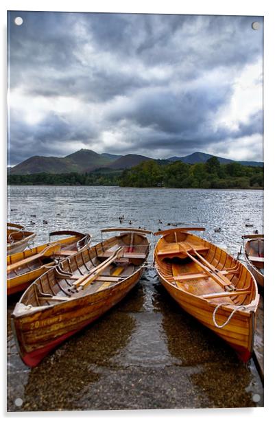 Boats on Derwentwater Acrylic by Jacqi Elmslie