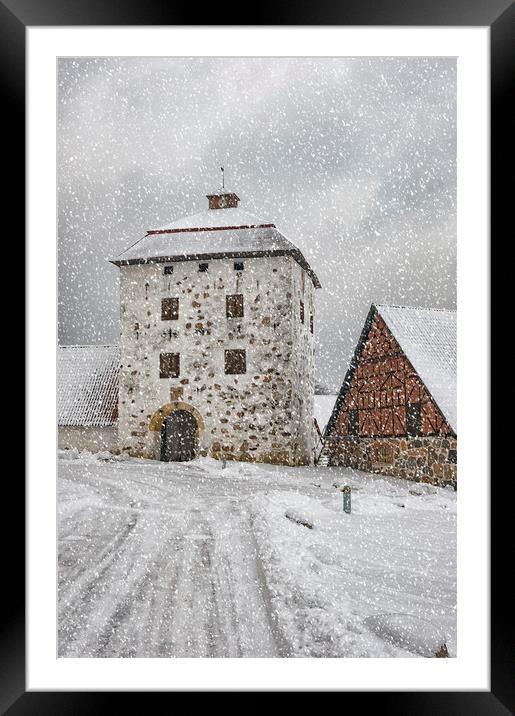 Hovdala Castle Gatehouse in Winter Framed Mounted Print by Antony McAulay