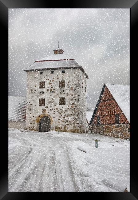 Hovdala Castle Gatehouse in Winter Framed Print by Antony McAulay
