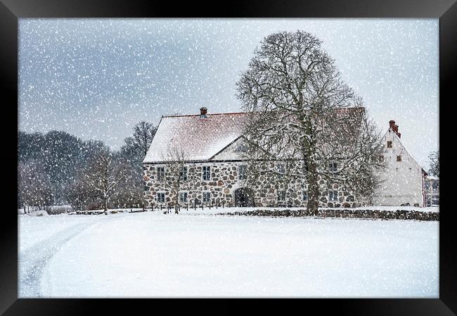 Hovdala Castle Main house in Winter Framed Print by Antony McAulay