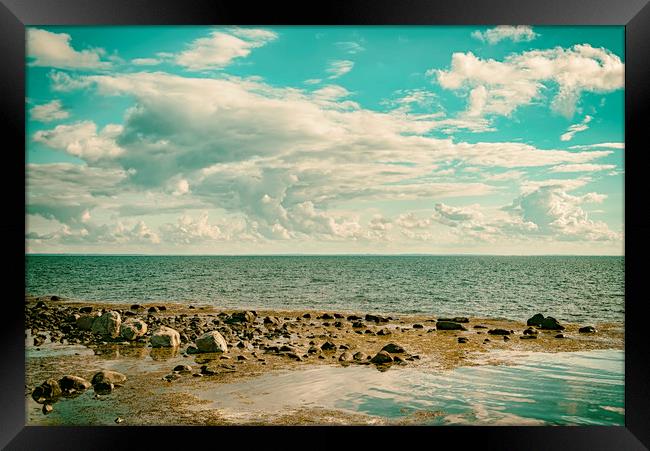 Seascape cloudscape Retro Effect Framed Print by Antony McAulay