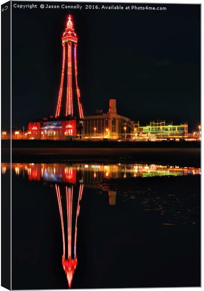 Blackpool Tower By Night Canvas Print by Jason Connolly