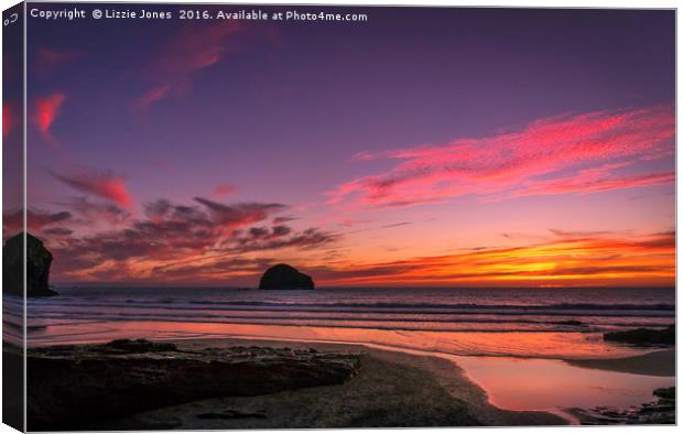 Sunset Beach - Trebarwith Strand Canvas Print by E J T Photography