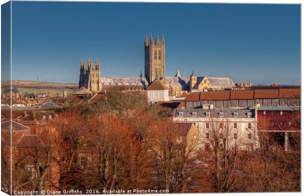 Canterbury Cathedral Skyline Canvas Print by Diane Griffiths