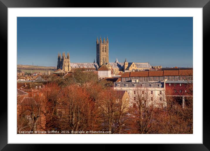 Canterbury Cathedral Skyline Framed Mounted Print by Diane Griffiths