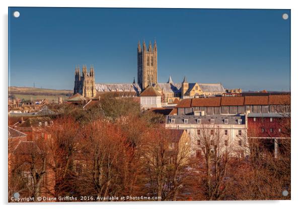 Canterbury Cathedral Skyline Acrylic by Diane Griffiths