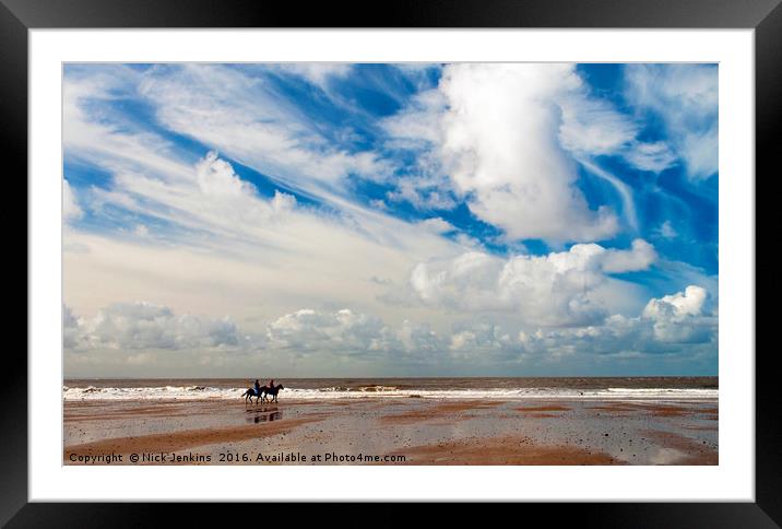 Horses on Morfa Beach Kenfig south Wales coast Framed Mounted Print by Nick Jenkins