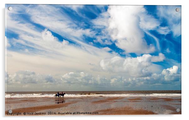 Horses on Morfa Beach Kenfig south Wales coast Acrylic by Nick Jenkins