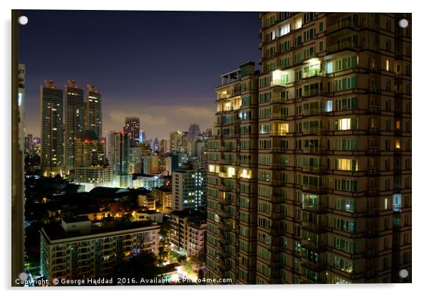 Bangkok's Buildings. Acrylic by George Haddad