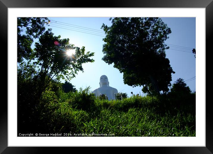 Buddha Through the Trees. Framed Mounted Print by George Haddad