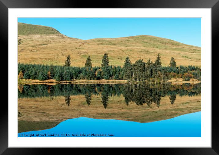 Beacons Reservoir Reflections Brecon Beacons  Framed Mounted Print by Nick Jenkins