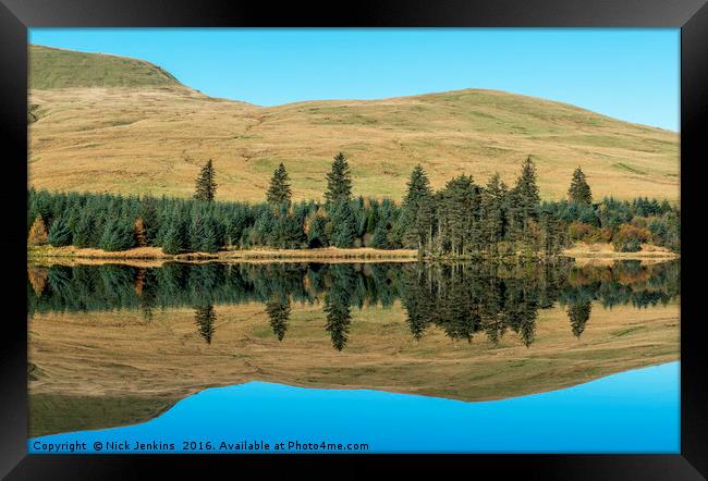 Beacons Reservoir Reflections Brecon Beacons  Framed Print by Nick Jenkins