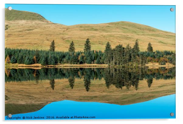 Beacons Reservoir Reflections Brecon Beacons  Acrylic by Nick Jenkins