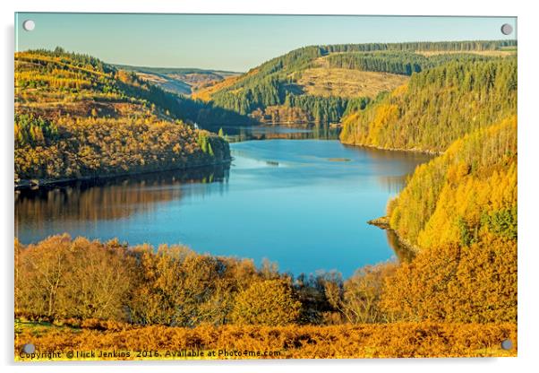 Llyn Brianne Reservoir Mid Wales Autumn Tints Acrylic by Nick Jenkins