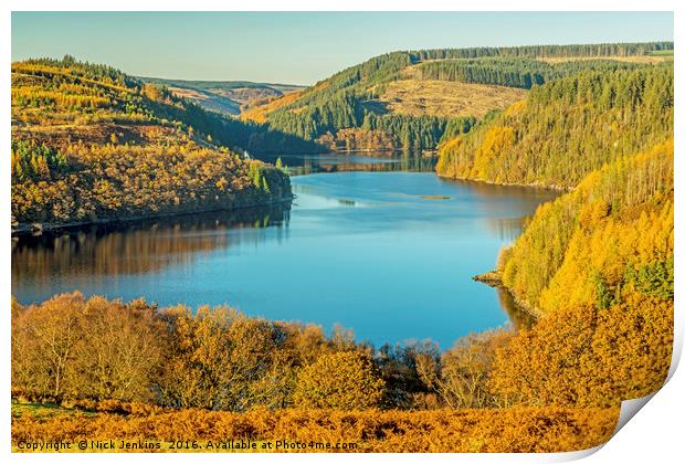 Llyn Brianne Reservoir Mid Wales Autumn Tints Print by Nick Jenkins