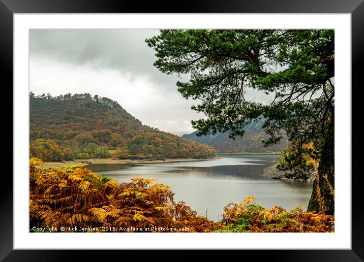Garreg Ddu Reservoir Autumn Elan Valley Mid Wales Framed Mounted Print by Nick Jenkins