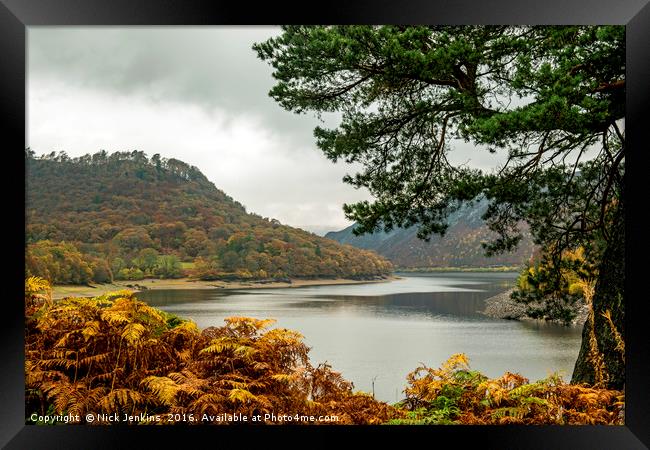 Garreg Ddu Reservoir Autumn Elan Valley Mid Wales Framed Print by Nick Jenkins