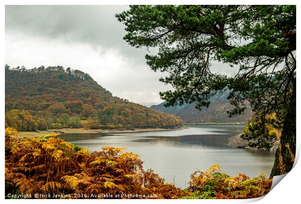 Garreg Ddu Reservoir Autumn Elan Valley Mid Wales Print by Nick Jenkins