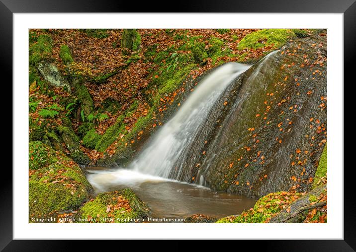 Nant Gwyllt Waterfall Claerwen Valley Framed Mounted Print by Nick Jenkins