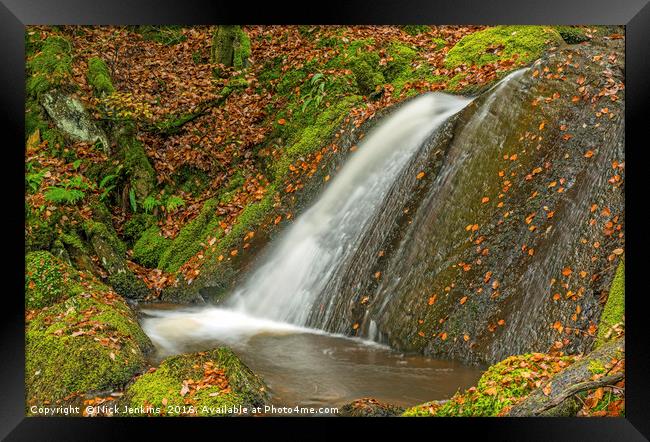 Nant Gwyllt Waterfall Claerwen Valley Framed Print by Nick Jenkins