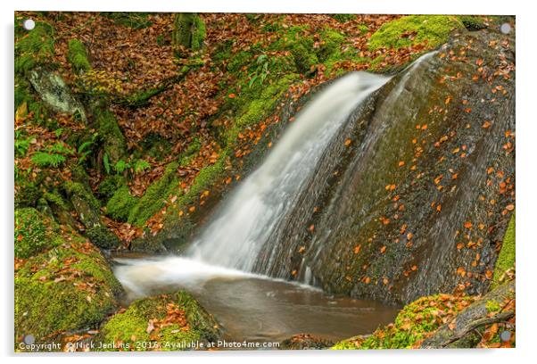 Nant Gwyllt Waterfall Claerwen Valley Acrylic by Nick Jenkins