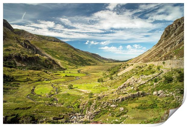 Nant Ffrancon Valley Snowdonia North Wales Print by Nick Jenkins