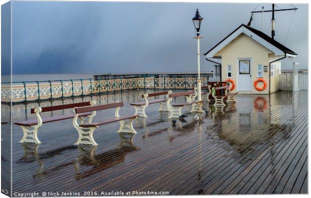 Hailstorm on Penarth Pier on the South Wales Coast Canvas Print by Nick Jenkins
