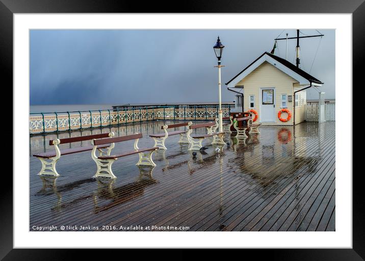 Hailstorm on Penarth Pier on the South Wales Coast Framed Mounted Print by Nick Jenkins