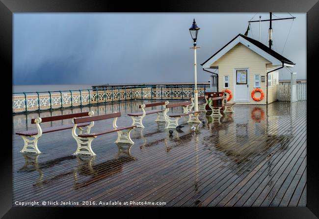 Hailstorm on Penarth Pier on the South Wales Coast Framed Print by Nick Jenkins