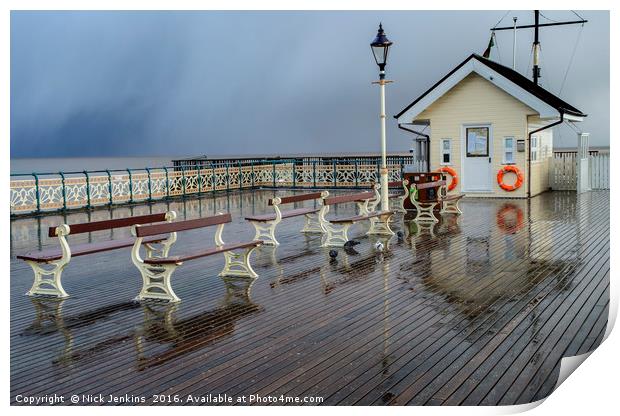 Hailstorm on Penarth Pier on the South Wales Coast Print by Nick Jenkins