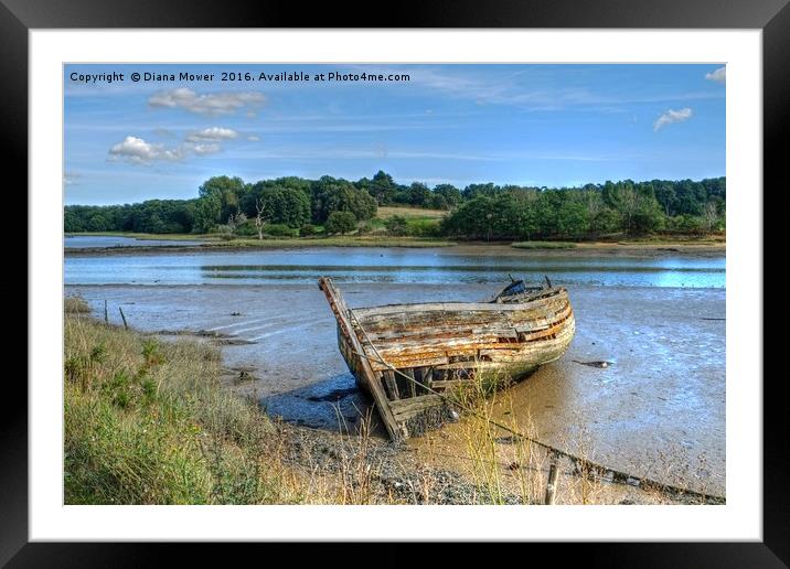 River Deben wreck  Framed Mounted Print by Diana Mower