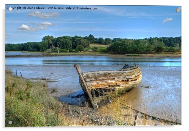 River Deben wreck  Acrylic by Diana Mower