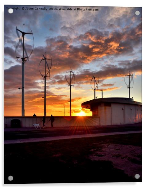 Turbines At Sunset Acrylic by Jason Connolly