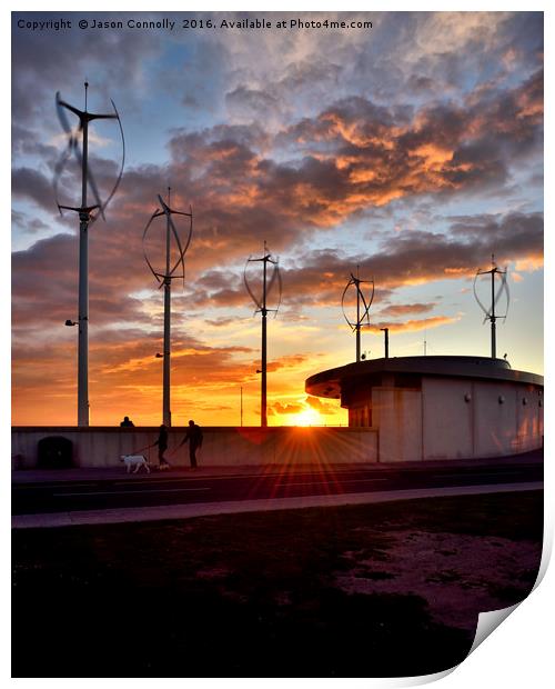 Turbines At Sunset Print by Jason Connolly