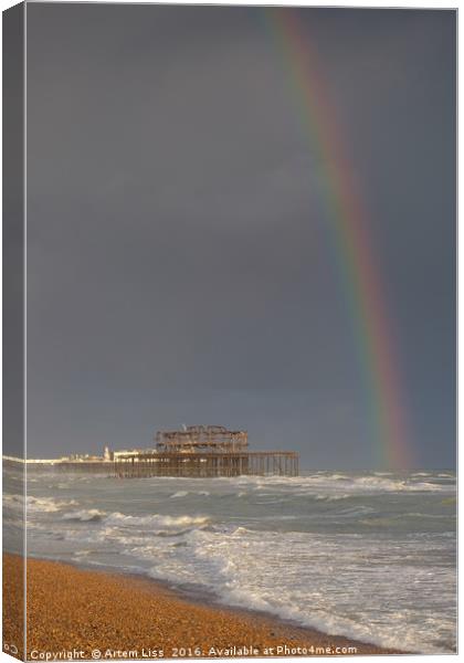 Rainbow over the Pier Canvas Print by Artem Liss