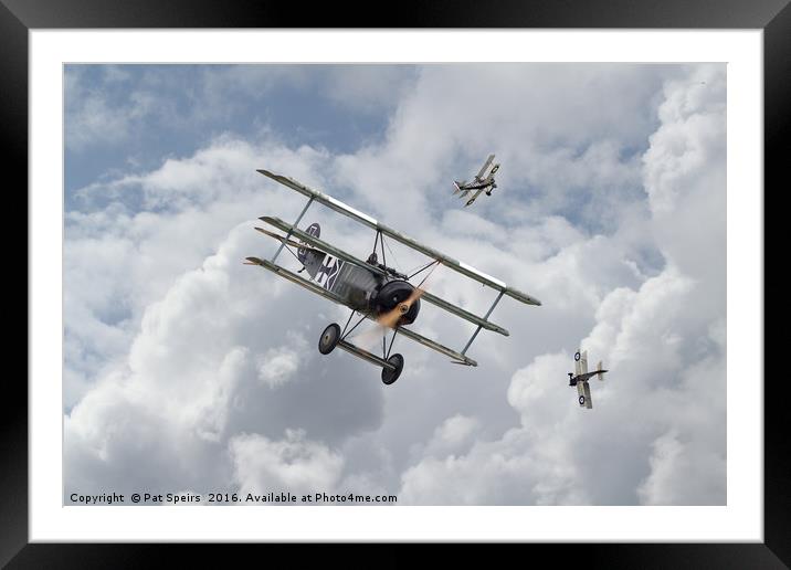 WW1 F okker Dr1 - Predator Framed Mounted Print by Pat Speirs