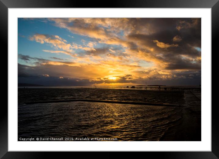 Stormy West Kirby Marine Lake Golden Hour Framed Mounted Print by David Chennell