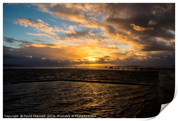 Stormy West Kirby Marine Lake Golden Hour Print by David Chennell