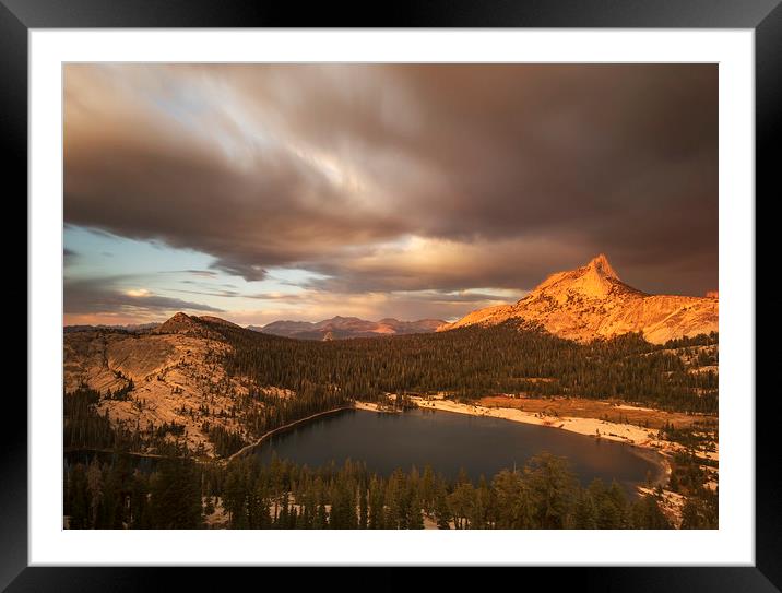 last light...Cathedral Peak, Yosemite Framed Mounted Print by Sandra Kepkowska