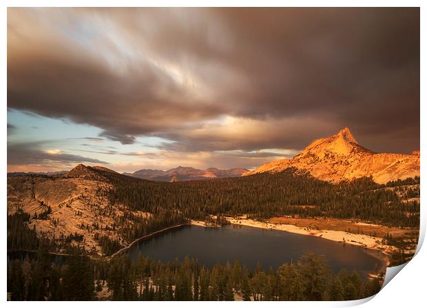 last light...Cathedral Peak, Yosemite Print by Sandra Kepkowska