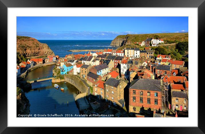 Staithes Framed Mounted Print by Gisela Scheffbuch