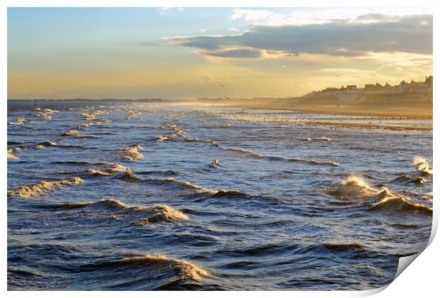 White-tipped Waves at Bridlington Beach Print by Rich Fotografi 
